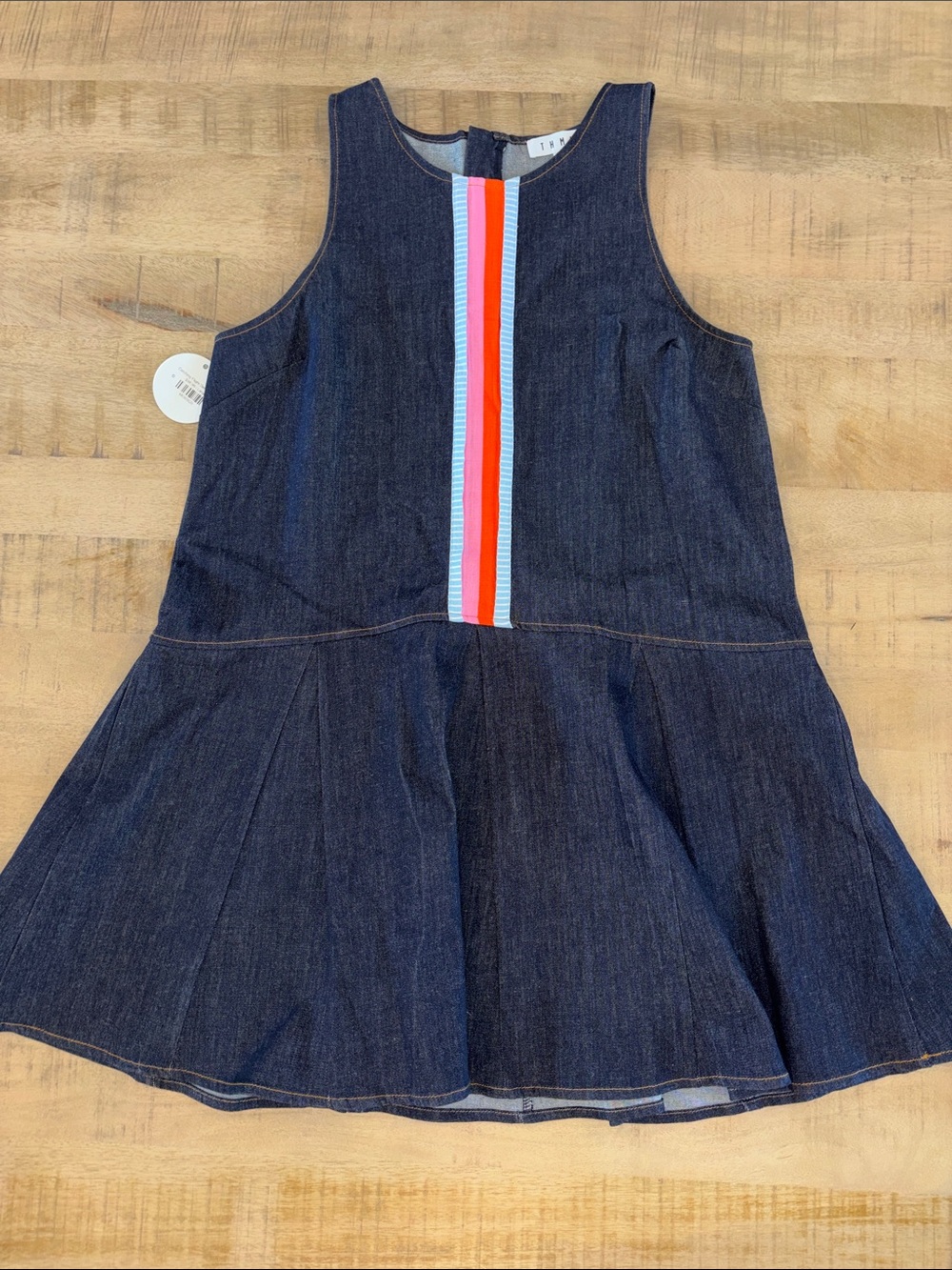 THML Denim Dress Boutique Bold Stripe Accent Large NWT $99 Preppy Feminine - Picture 4 of 8